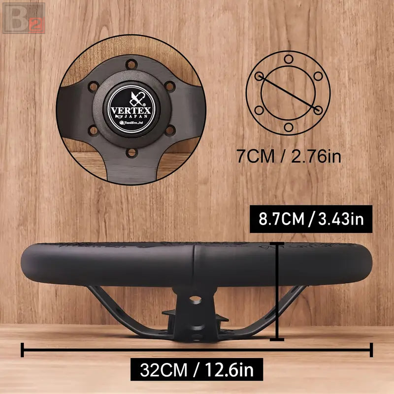 Vertex King Leather Steering Wheel Black 330mm
