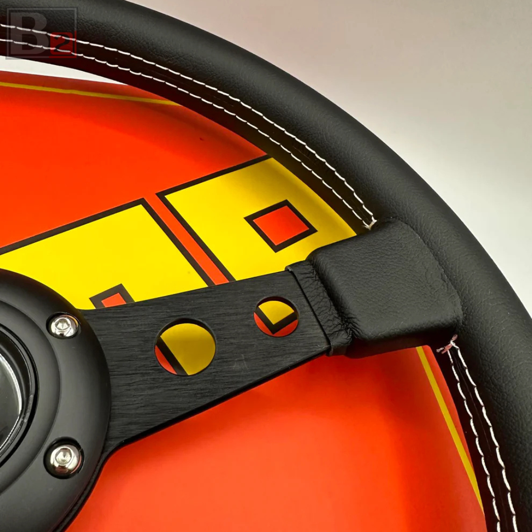 Momo Prototipo 340mm Black Leather Steering Wheel Black Center Ring