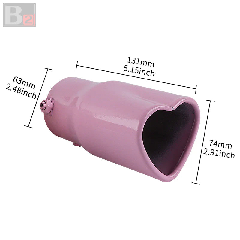 Pink Heart Shaped Stainless Steel Car Exhaust Pipe Muffler Tip Straight