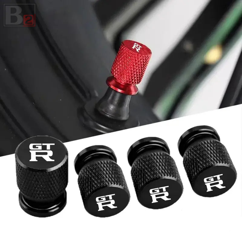 GT-R Knurled Aluminum Tire Valve Caps