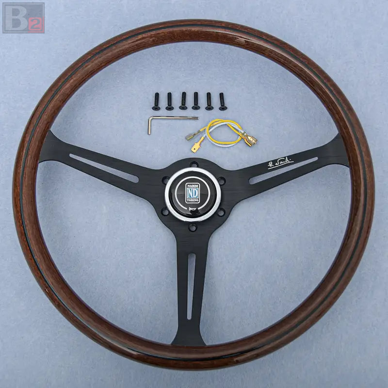 Nardi Classic 380mm Steering Wheel Mahogany Wood with Black Finish
