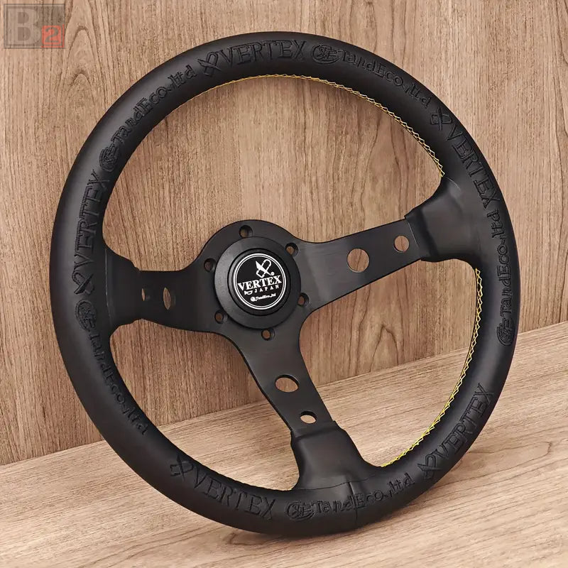 Vertex King Leather Steering Wheel Black 330mm