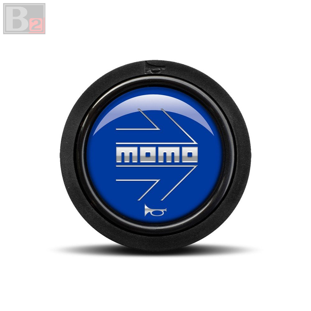 Momo Horn Button - Chrome Arrow Over Blue