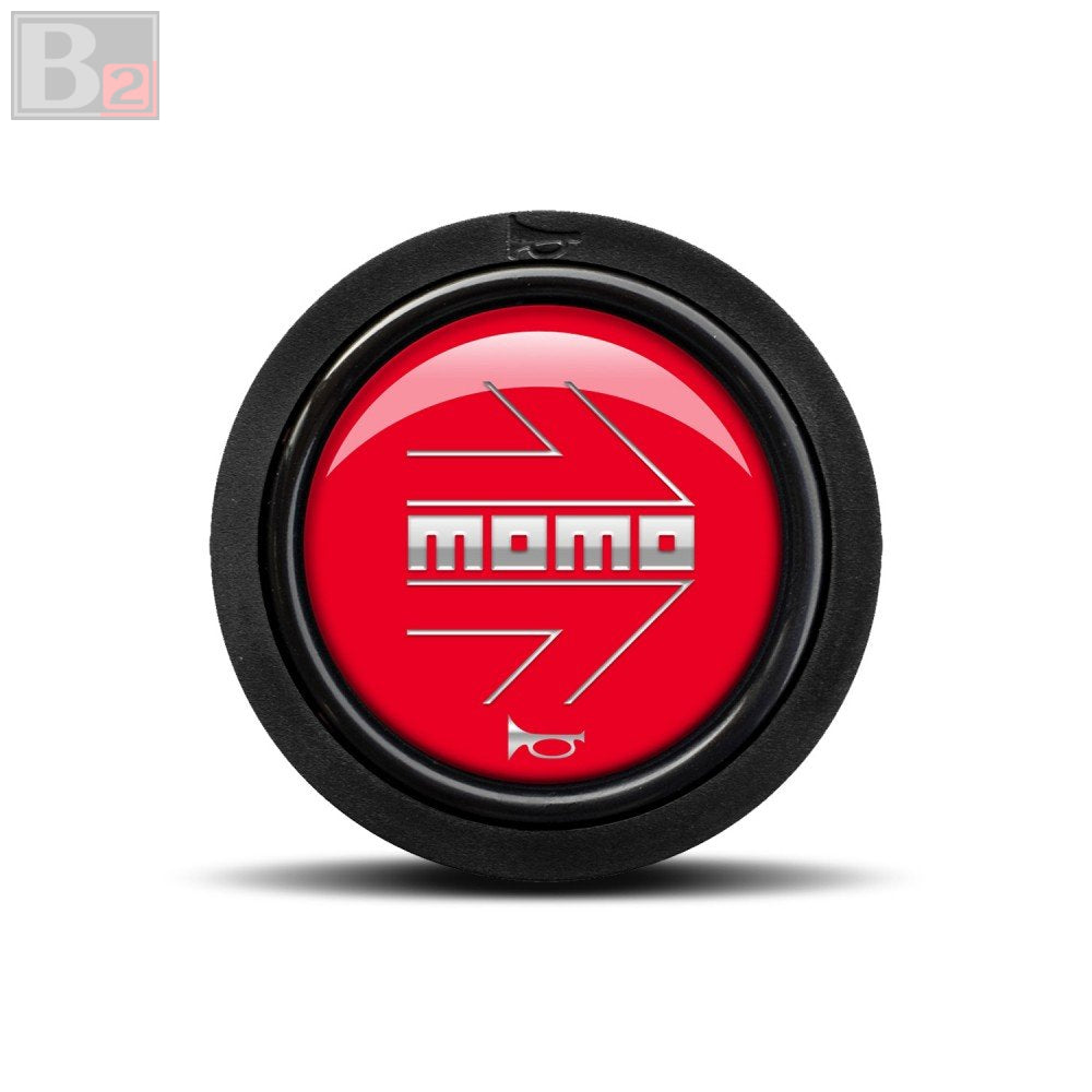 Momo Horn Button - Chrome Arrow Over Red
