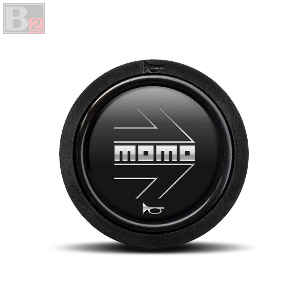 Momo Horn Button - Chrome Arrow Over Black