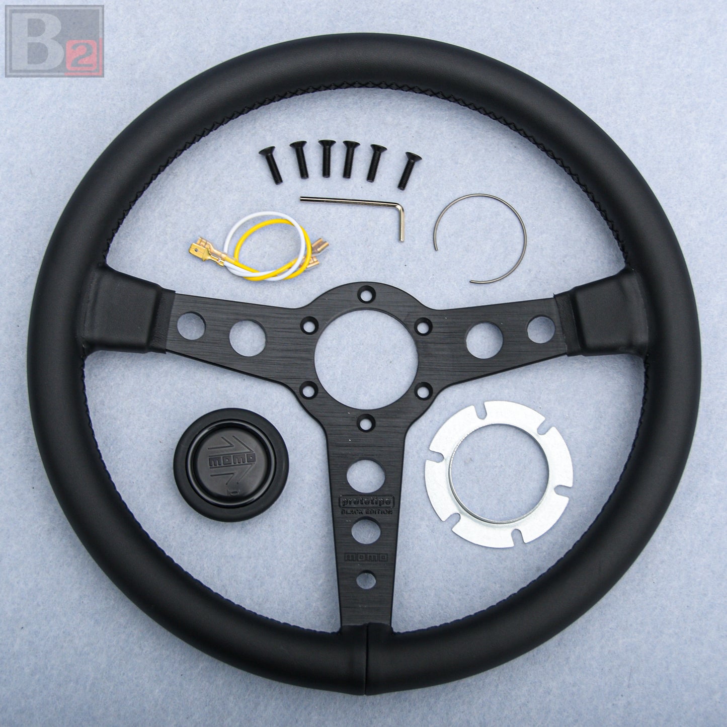 Momo Prototipo Black Edition Leather Steering Wheel 350mm