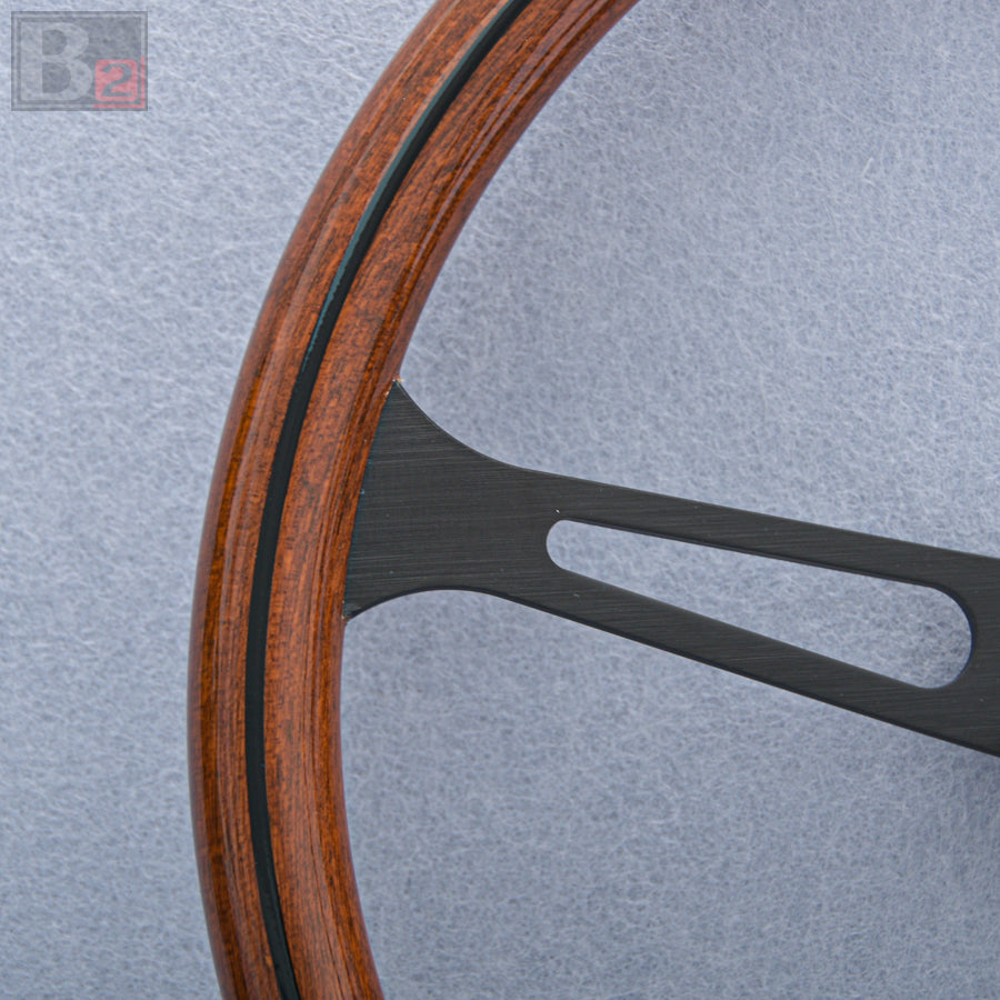 Classic 380mm Steering Wheel Mahogany Wood with Black Finish