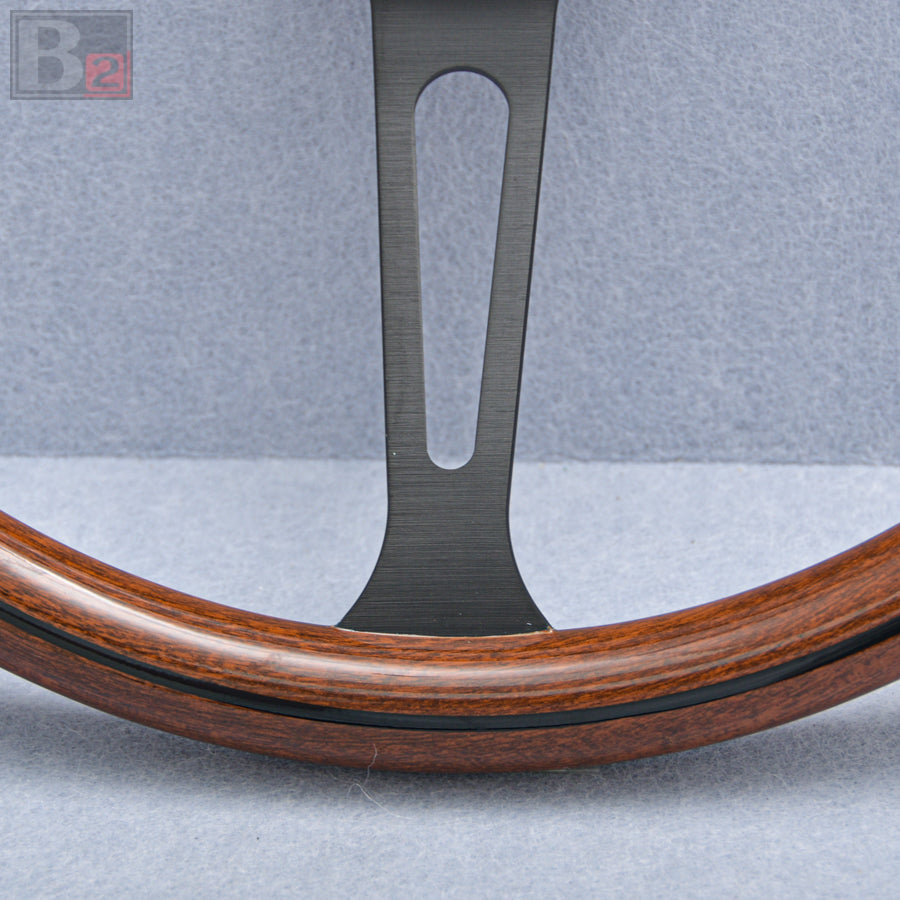 Wolfsburg 380mm Steering Wheel Mahogany Wood with Black Finish