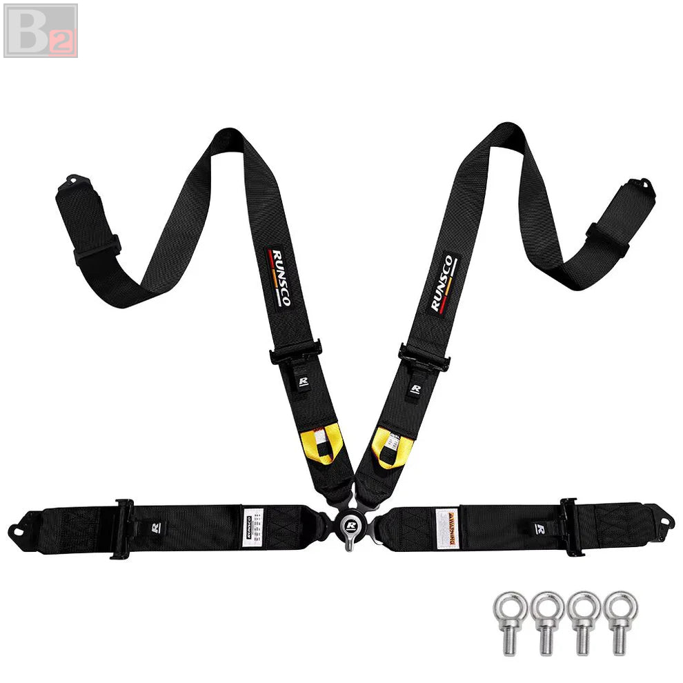 RUNSCO 4 Point 3" Racing Seat Belt Quick Release Snap-On Harness