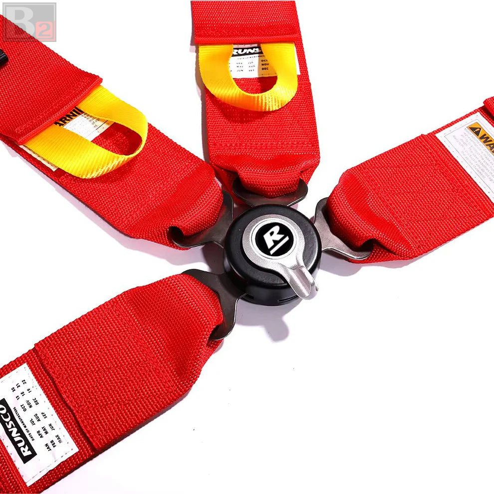 RUNSCO 4 Point 3" Racing Seat Belt Quick Release Snap-On Harness
