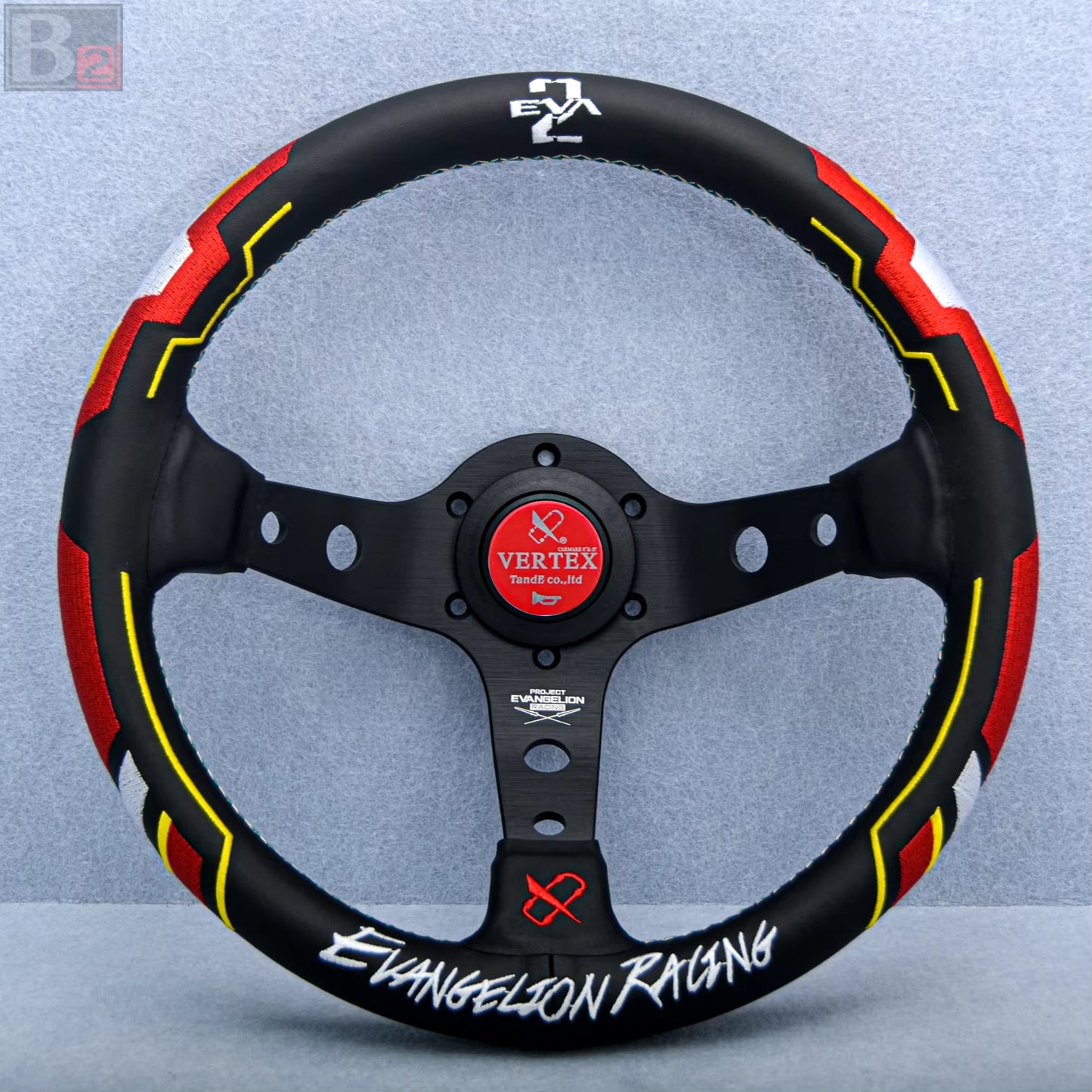 Vertex x Evangelion EVA Leather Steering Wheel 330mm (Red)