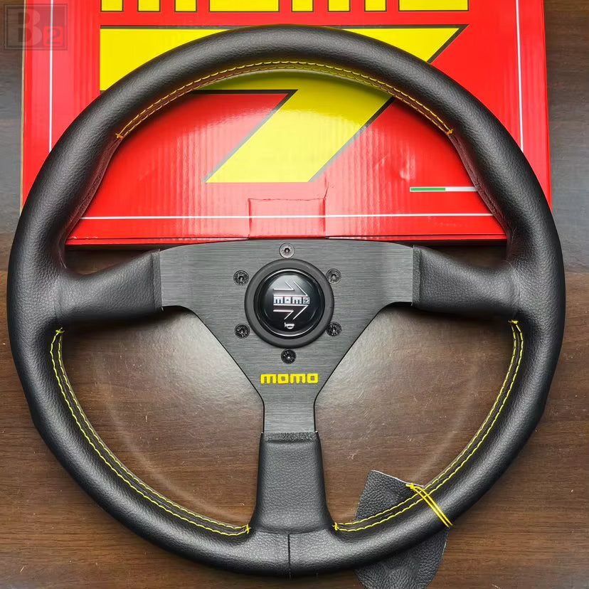 Momo MonteCarlo 350mm Steering Wheel With Yellow Stitching