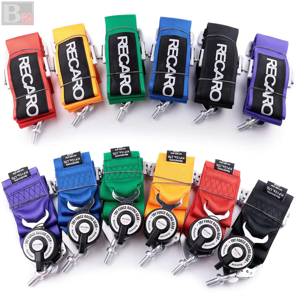 RECARO 4 Point 3" Racing Seat Belt Quick Release Snap-On Harness
