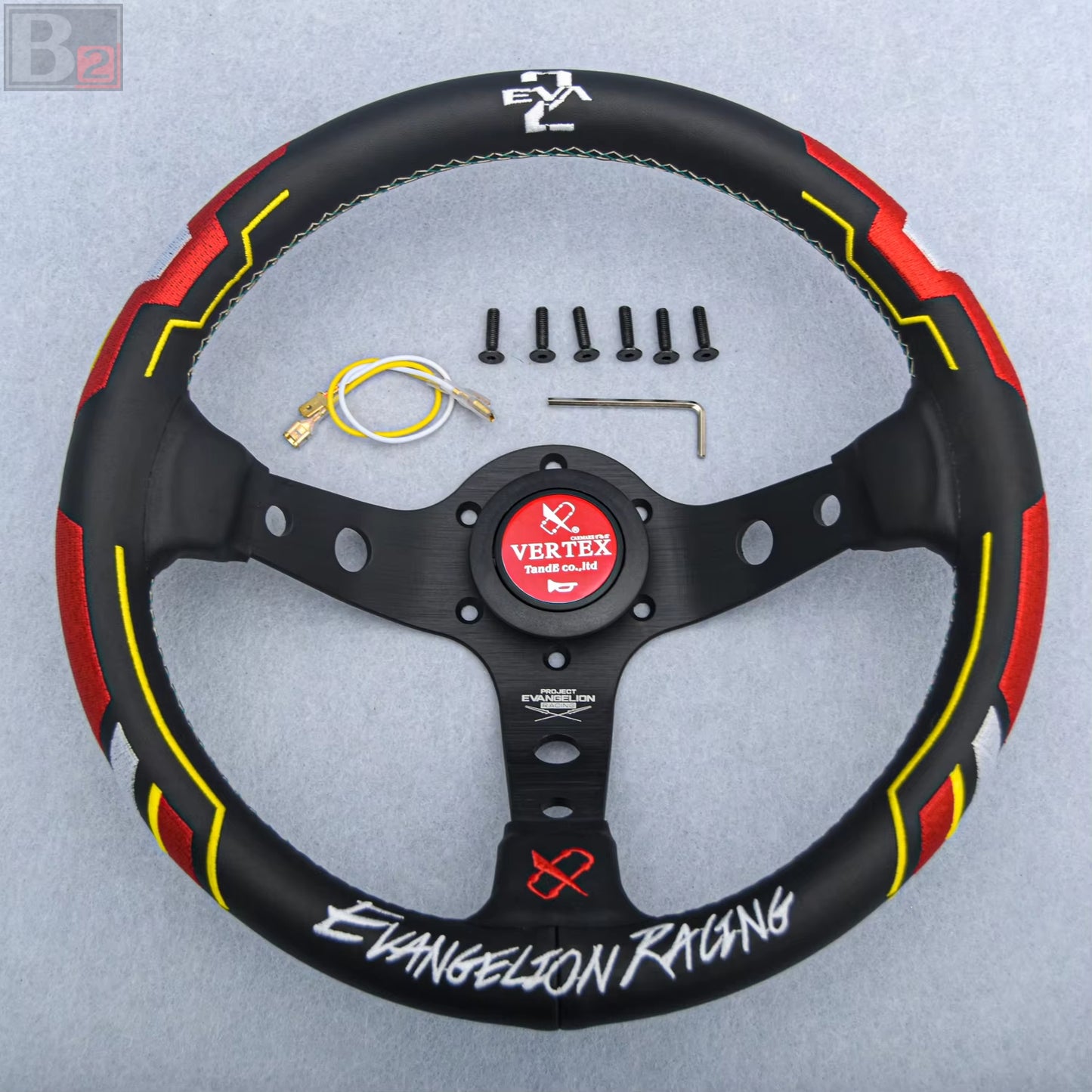 Vertex x Evangelion EVA Leather Steering Wheel 330mm (Red)