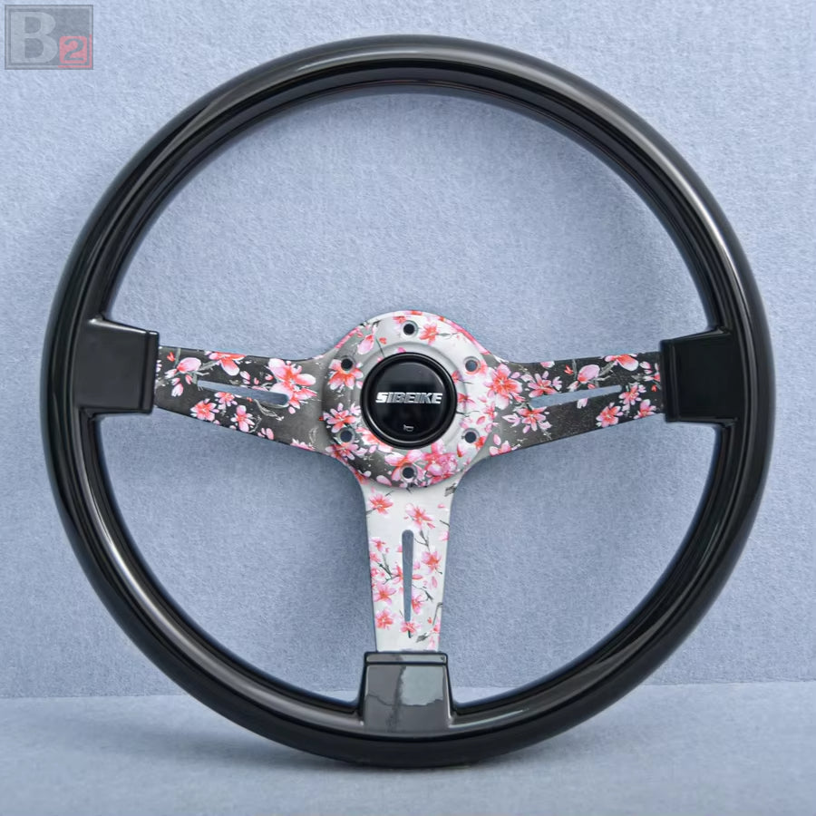 Sibeike Floral 350mm Steering Wheel With Black Finish