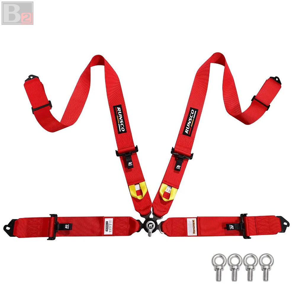 RUNSCO 4 Point 3" Racing Seat Belt Quick Release Snap-On Harness
