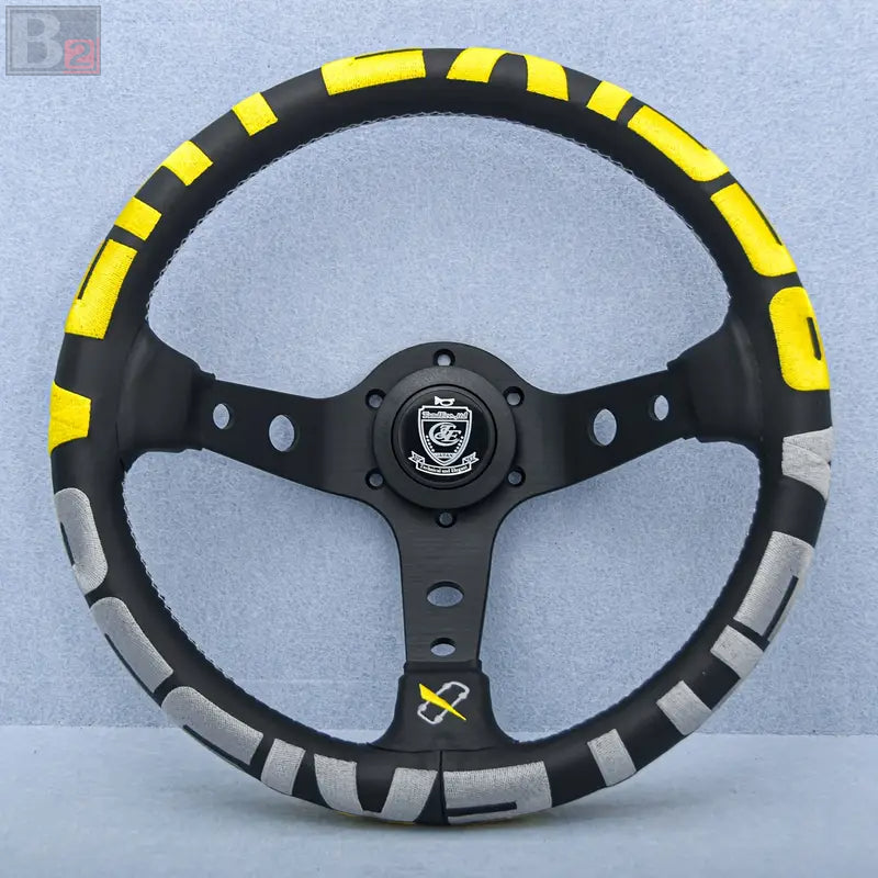 Vertex 1996 JDM Leather Steering Wheel Yellow 330mm