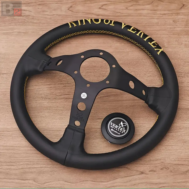 Vertex King Leather Steering Wheel Black 330mm