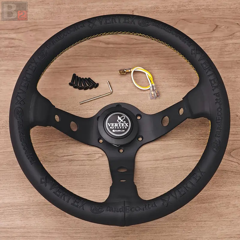 Vertex King Leather Steering Wheel Black 330mm