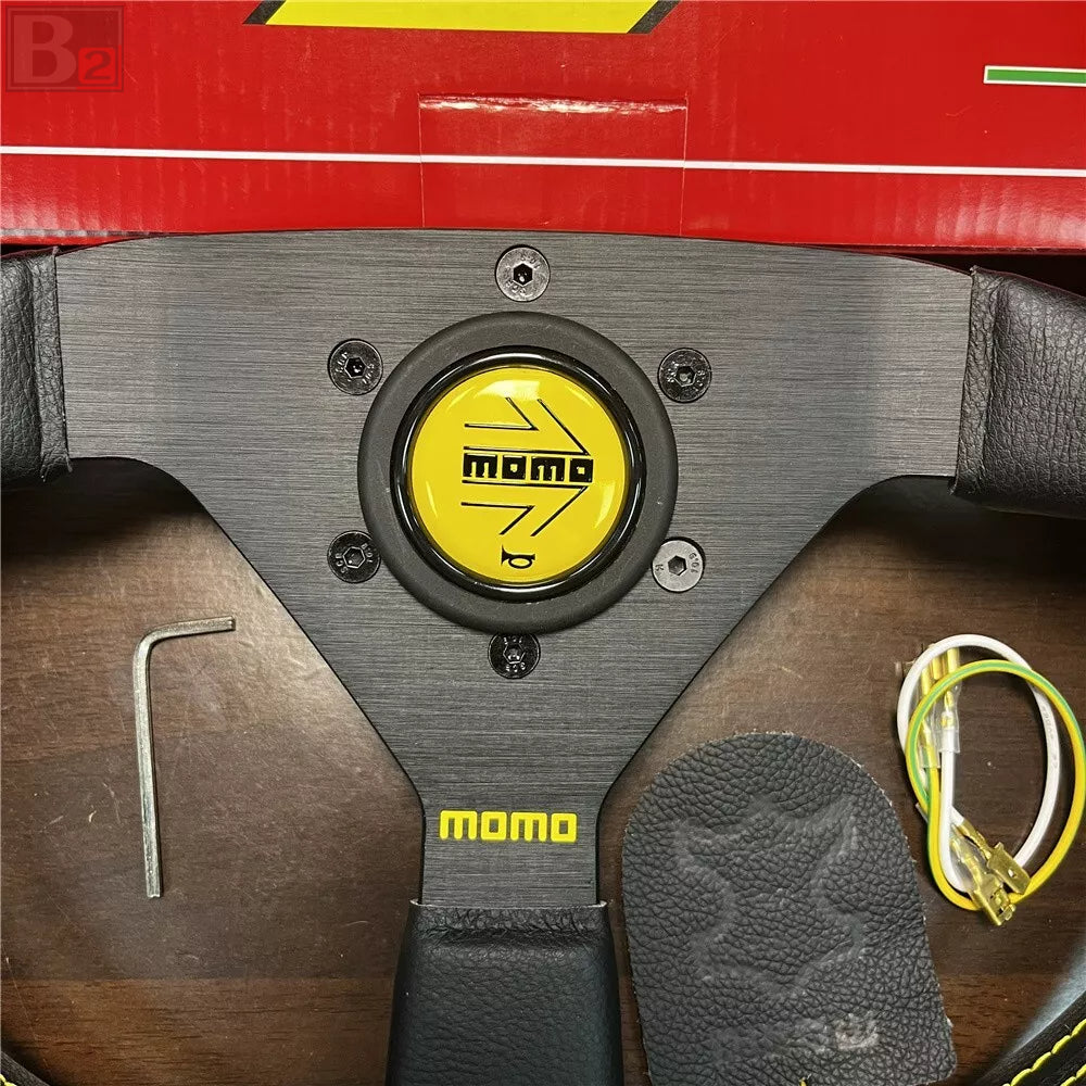 Momo MonteCarlo 350mm Steering Wheel With Yellow Stitching