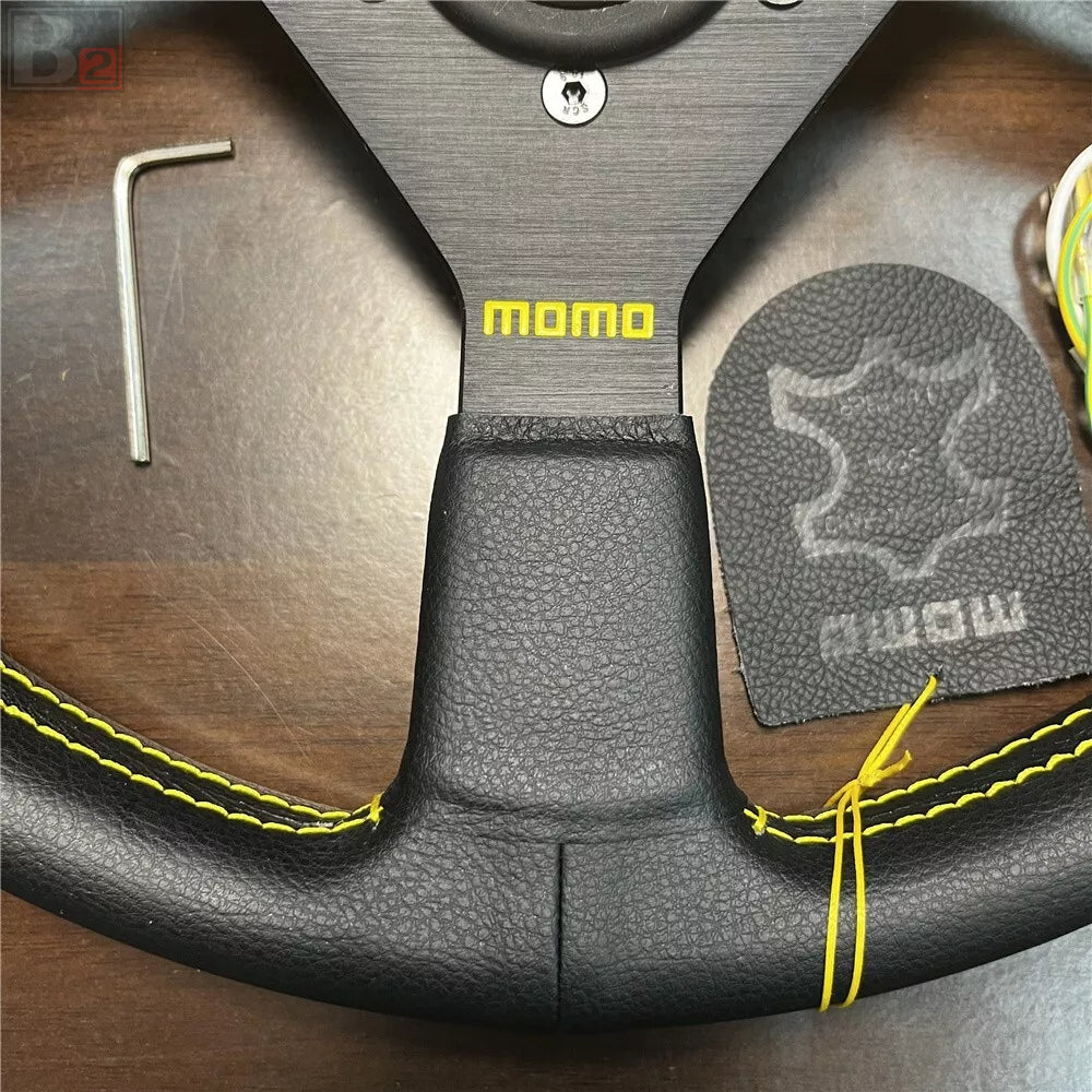 Momo MonteCarlo 350mm Steering Wheel With Yellow Stitching