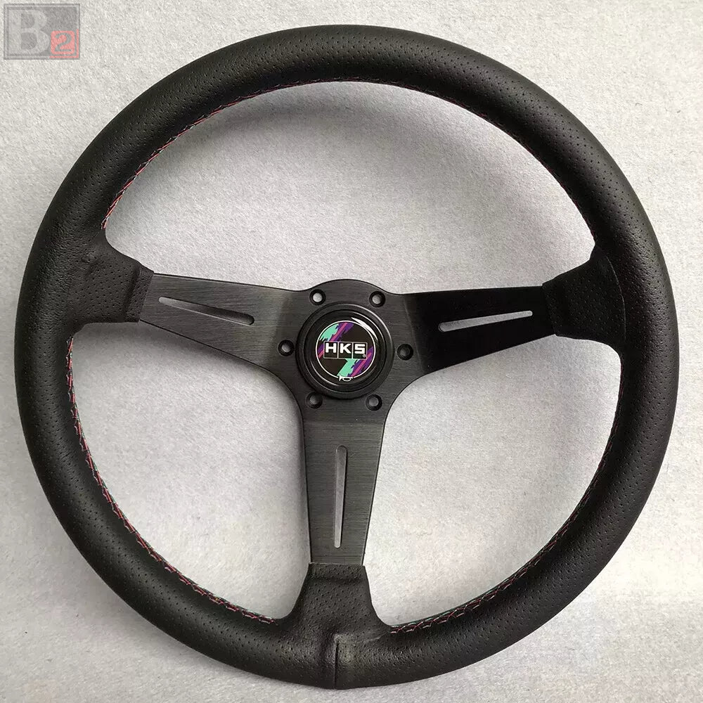 HKS Perforated Leather Deep Dish 14 Inch Steering Wheel