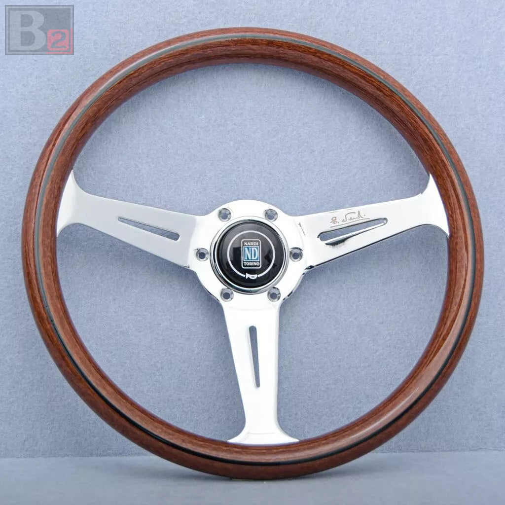 Nardi Classic 360mm Steering Wheel Mahogany Wood with Chrome Finish