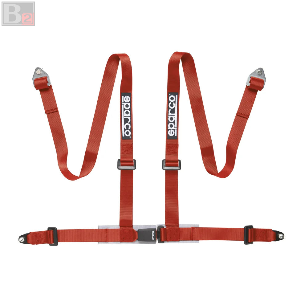 Sparco 4 Point 2" Racing Seat Belt Quick Release Snap-On Harness (Red)