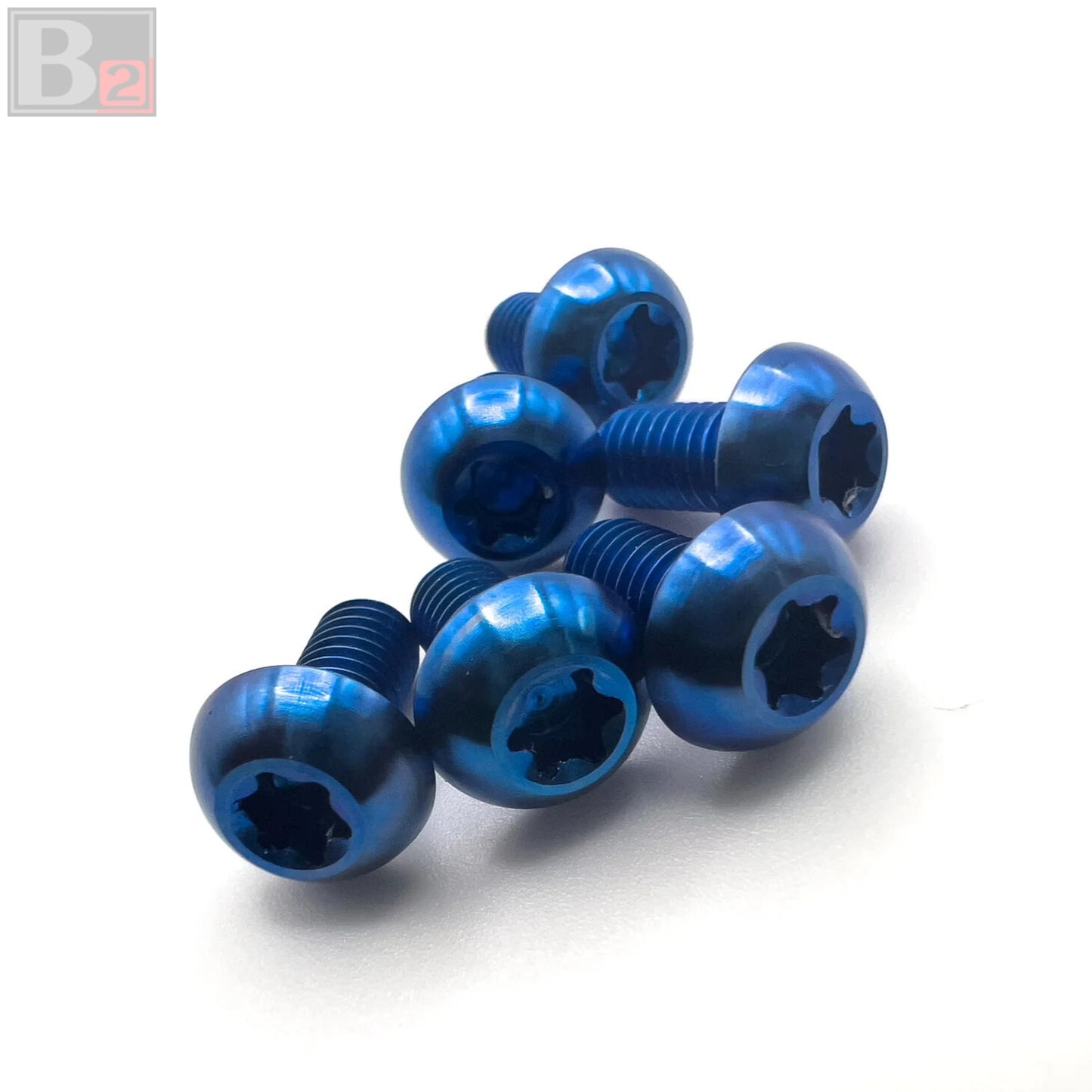 Titanium Round Steering Wheel Bolts - Blue (M5 x 8mm)