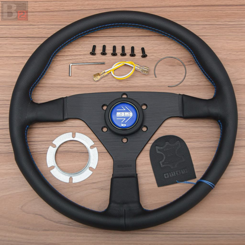 Momo MonteCarlo 350mm Steering Wheel With Blue Stitching