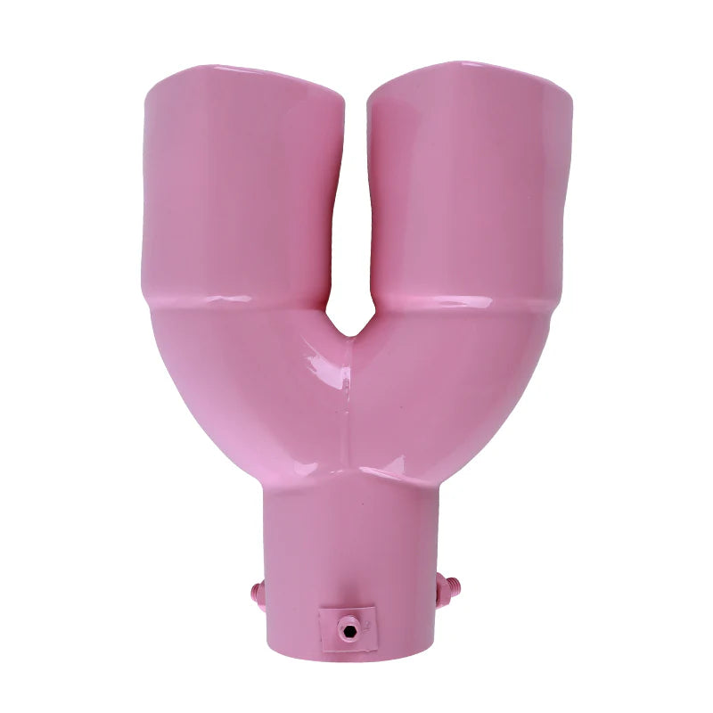 Pink Dual Heart Shaped Stainless Steel Car Exhaust Pipe Muffler Tip Straight