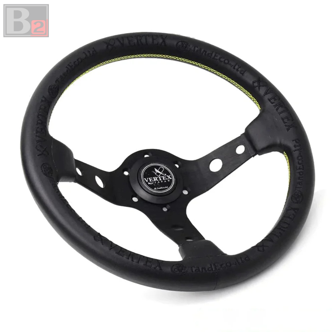 Vertex King Leather Steering Wheel Black 330mm