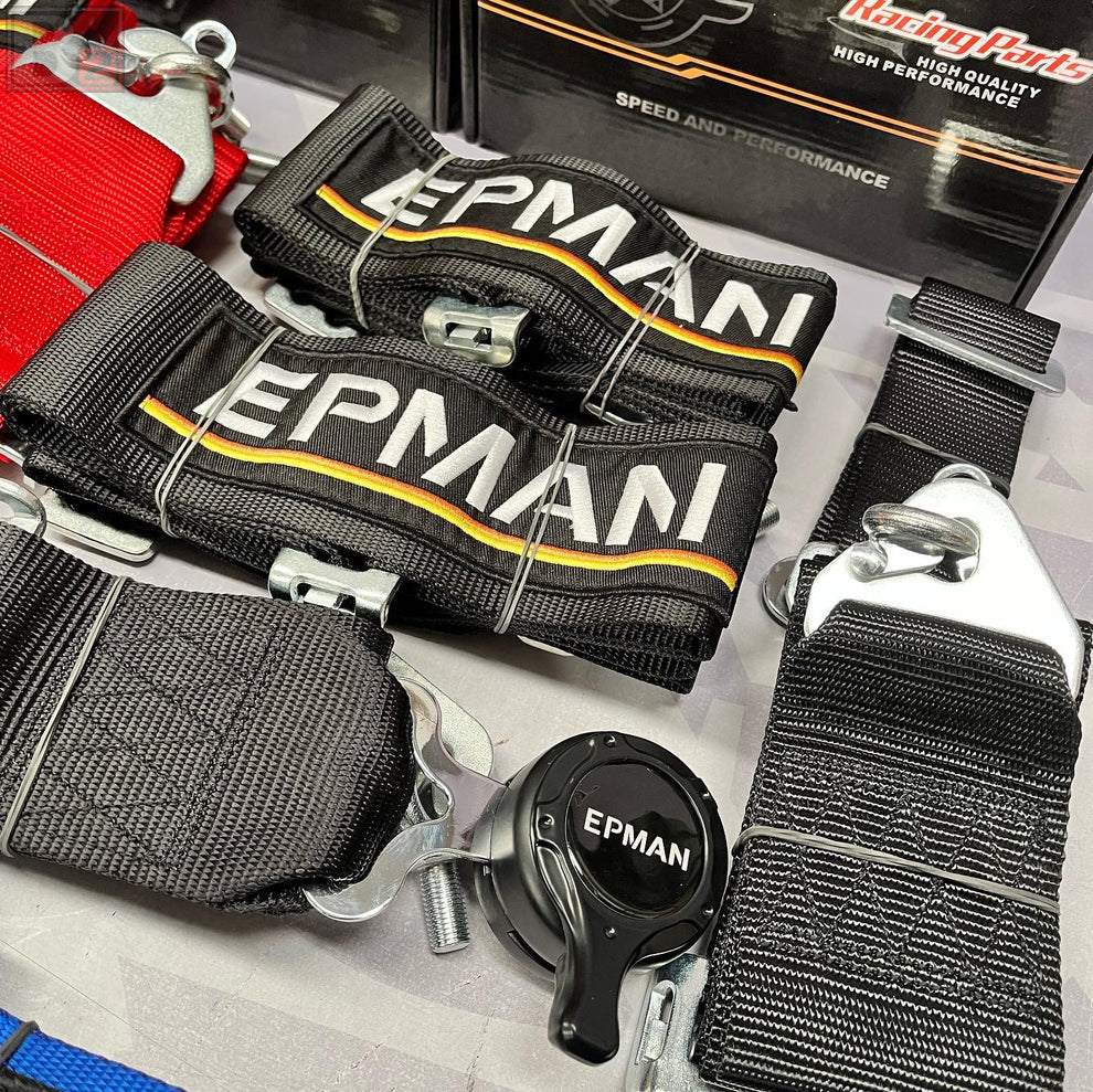 EPMAN 4 Point 3" Racing Seat Belt Quick Release Snap-On Harness (Black)