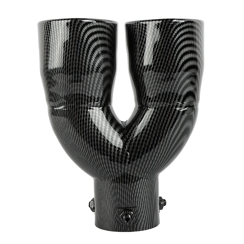 Dual Carbon Fiber Look Heart Shaped Stainless Steel Car Exhaust Pipe Muffler Tip Straight