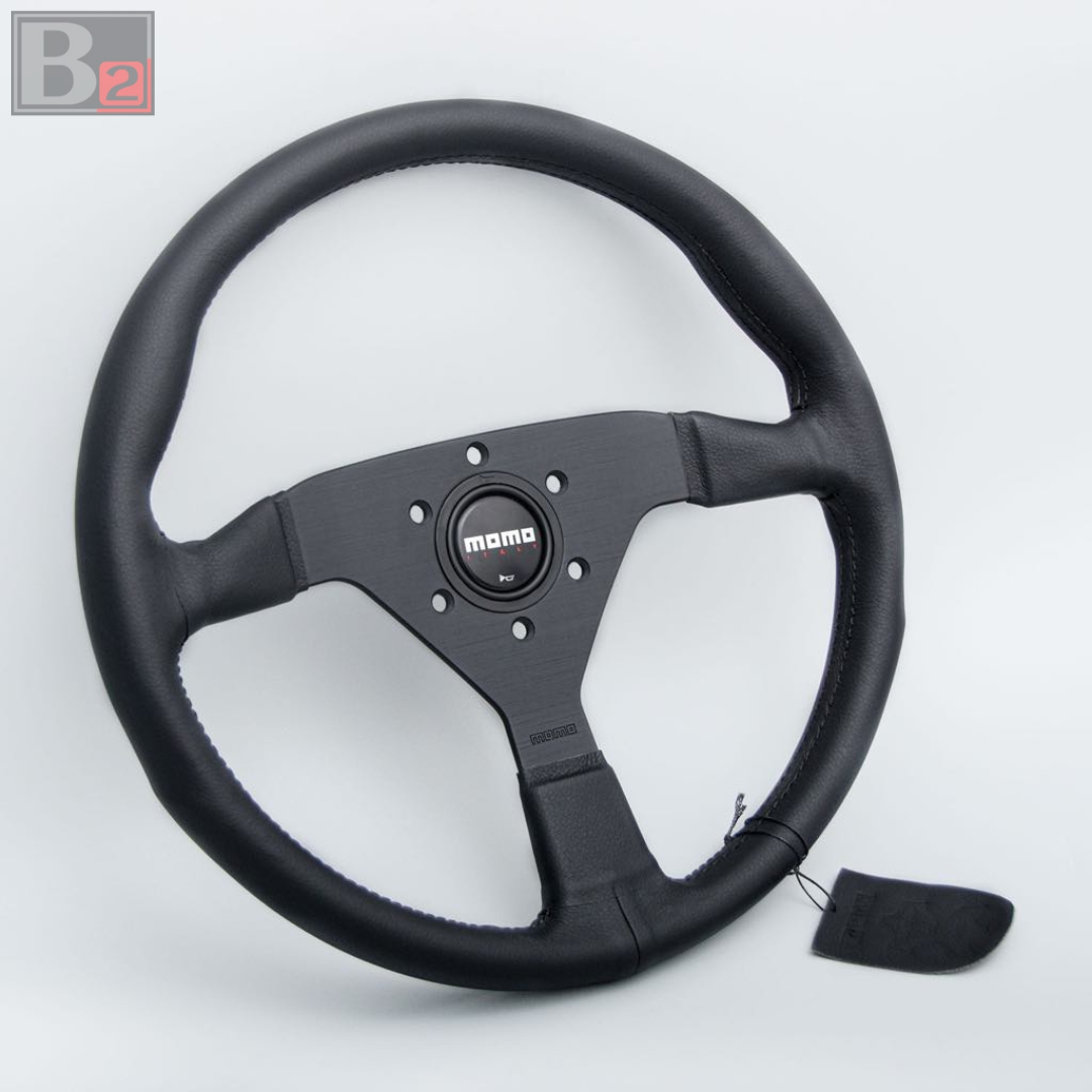 Momo MonteCarlo Steering Wheel Black Horn, Black Stitching