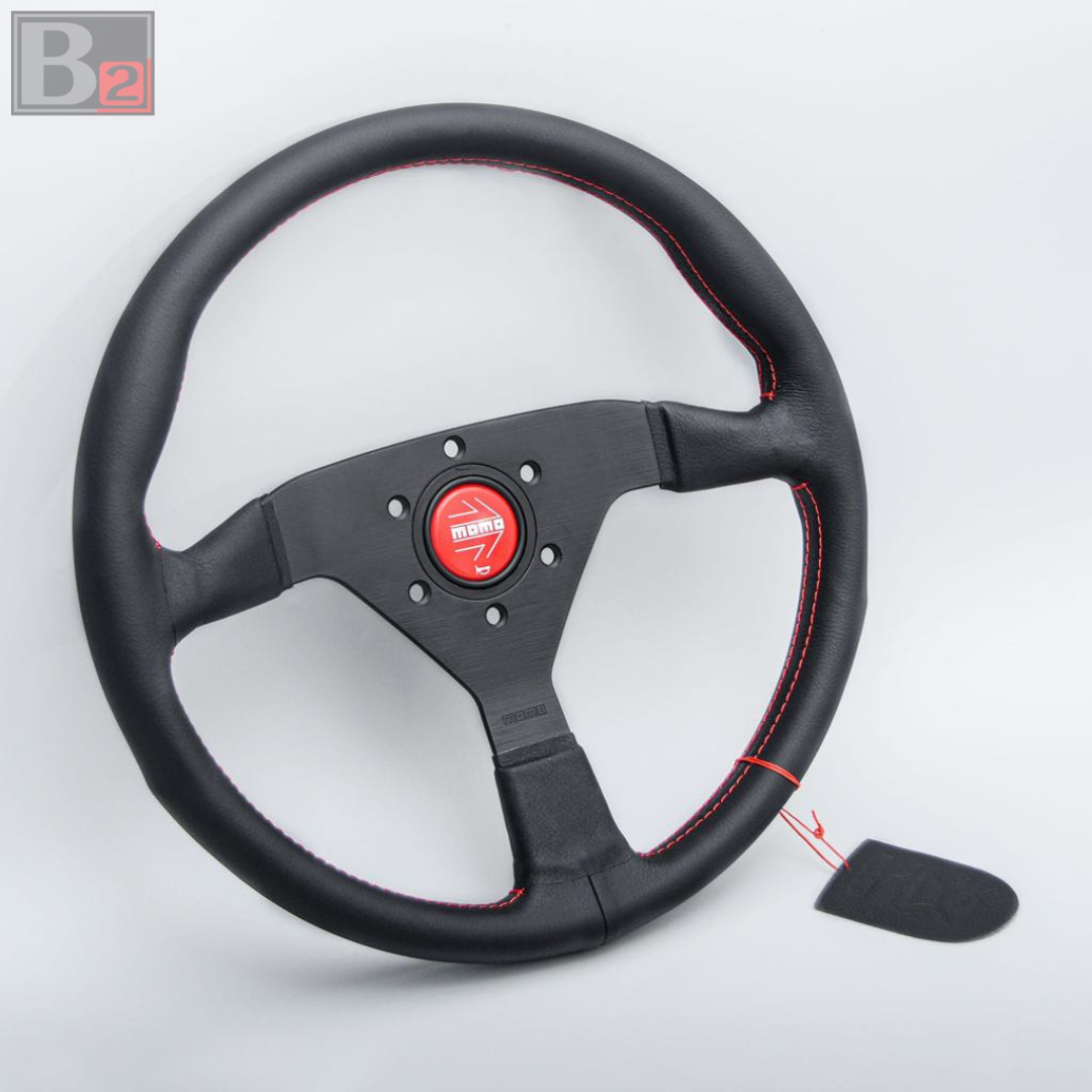 Momo MonteCarlo Steering Wheel Red Horn, Red Stitching