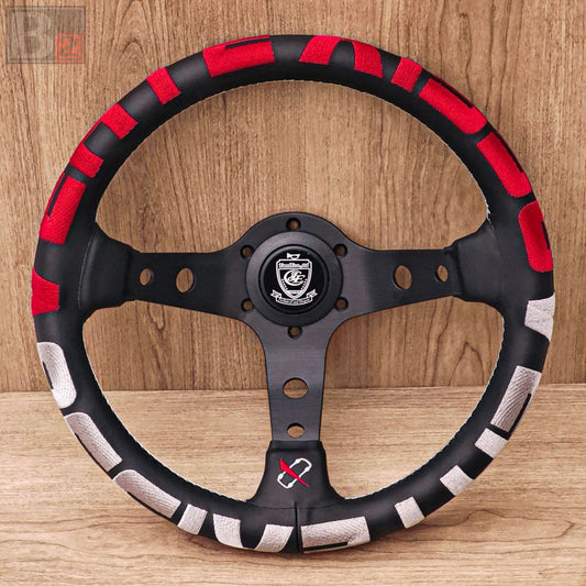 Vertex 1996 JDM Leather Steering Wheel Red 330mm