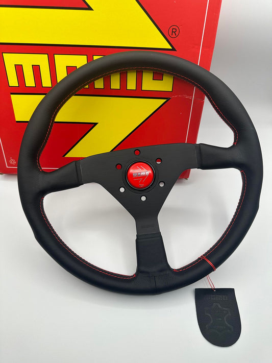 Momo MonteCarlo Steering Wheel Red Horn, Red Stitching