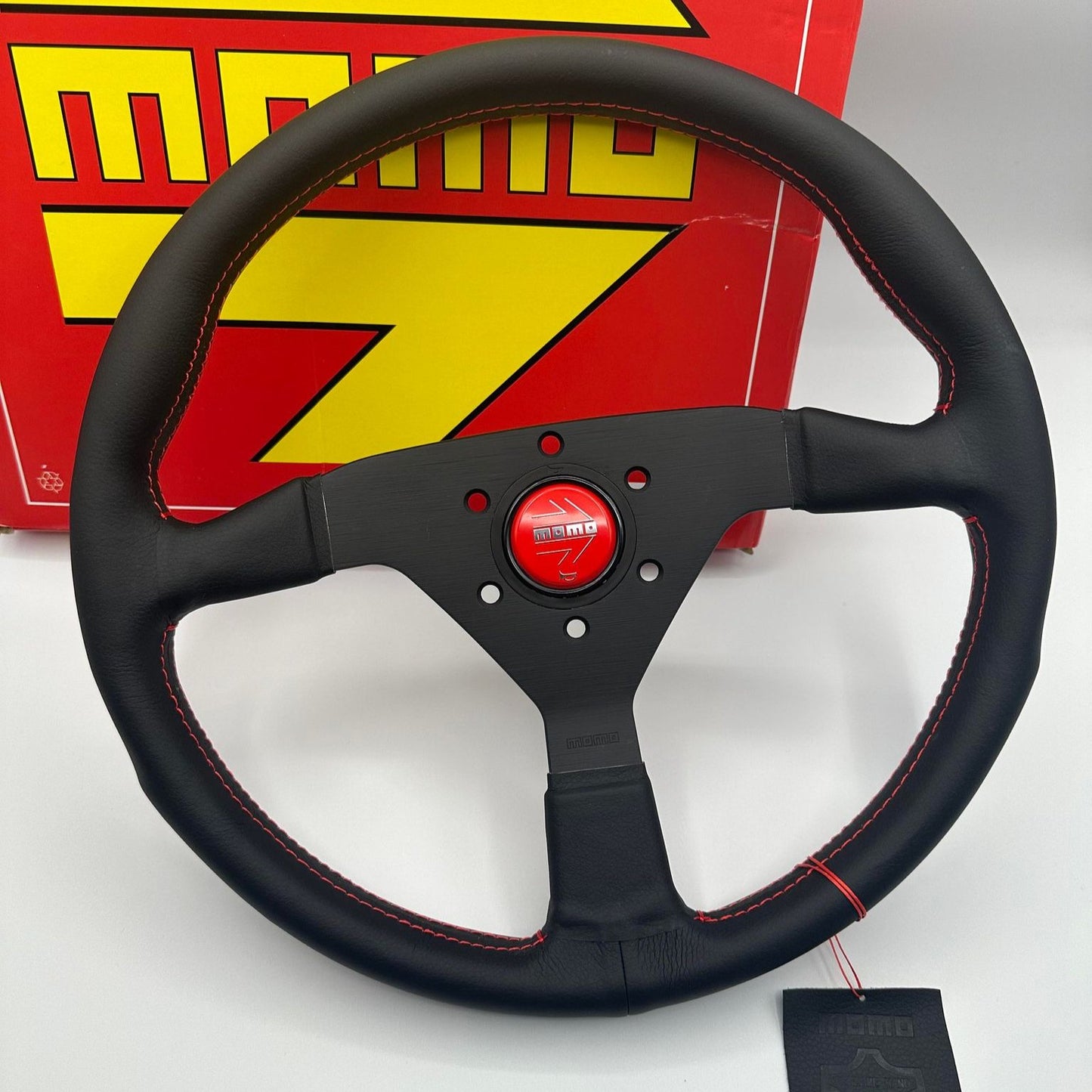 Momo MonteCarlo Steering Wheel Red Horn, Red Stitching