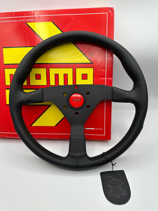 Momo MonteCarlo Steering Wheel Red Horn, Black Stitching
