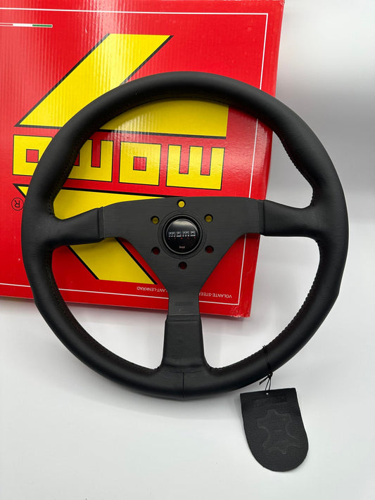 Momo MonteCarlo Steering Wheel Black Horn, Black Stitching