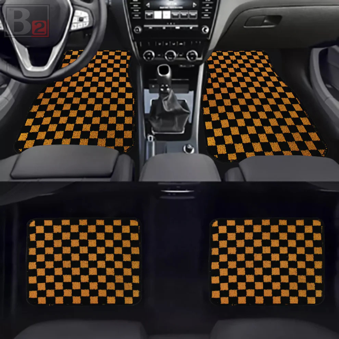 Checkered Floor Mats (Orange)