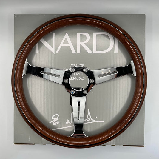 NARDI Classic 360mm Steering Wheel Mahogany Wood with Chrome Finish