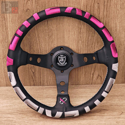 Vertex 1996 JDM Leather Steering Wheel Pink 330mm