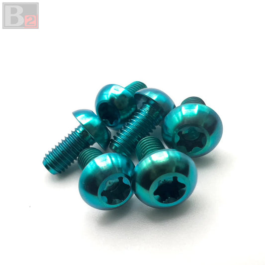 Titanium Round Steering Wheel Bolts - Green (M5 x 8mm)