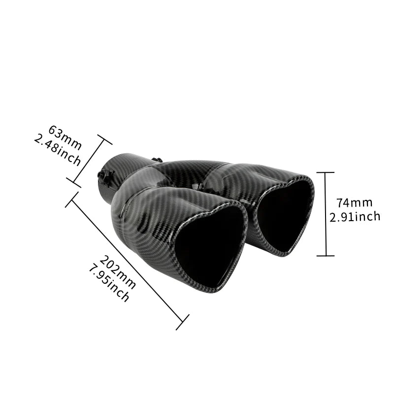 Dual Carbon Fiber Look Heart Shaped Stainless Steel Car Exhaust Pipe Muffler Tip Straight