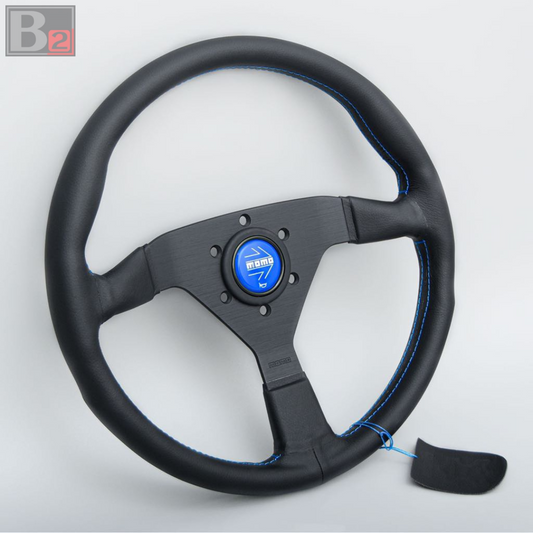 Momo MonteCarlo Steering Wheel Blue Horn, Blue Stitching