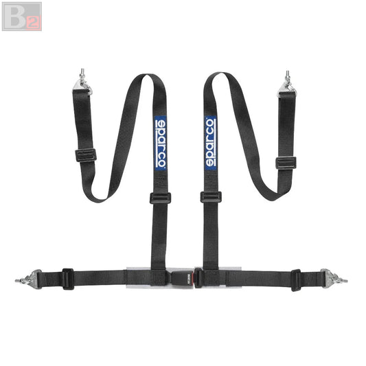 Sparco 4 Point 2" Racing Seat Belt Quick Release Snap-On Harness (Black)