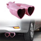 Pink Dual Heart Shaped Stainless Steel Car Exhaust Pipe Muffler Tip Straight