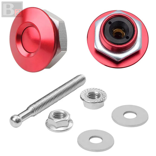 Universal Aluminum Push Button Billet Quick Release Fasteners (Red)